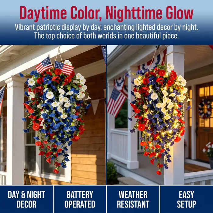 ✨ Celebrate America's 250th Anniversary with Patriotic Hanging Flower Baskets