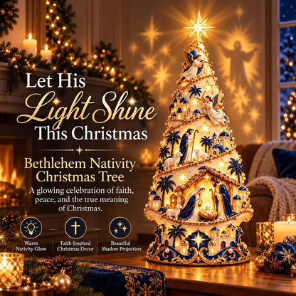 ✨✝️ Bethlehem Nativity Light-Up Christmas Tree – Jesus Shadow Projection Holiday Decor