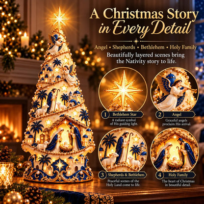 ✨✝️ Bethlehem Nativity Light-Up Christmas Tree – Jesus Shadow Projection Holiday Decor