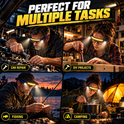 Hands-Free LED Work Glasses – Ultra-Bright Wide Beam, Side Lights, Fit-Over, Heavy-Duty Eye Protection, Multi-Function