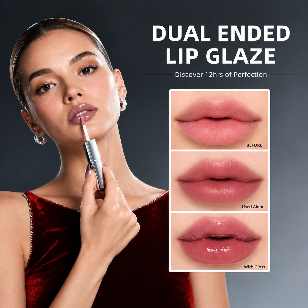 Perfect Twin Lip — Dual-Ended Liquid Lipstick with Velvet Matte Color and Glossy Shine