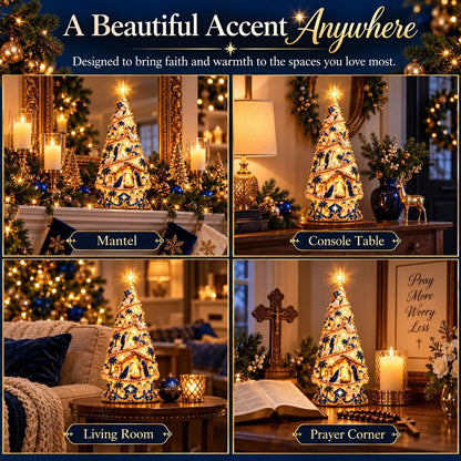 ✨✝️ Bethlehem Nativity Light-Up Christmas Tree – Jesus Shadow Projection Holiday Decor